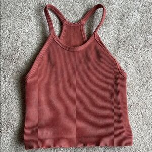 Happiness Runs Free People Movement Ribbed Tank Top
 - Rust